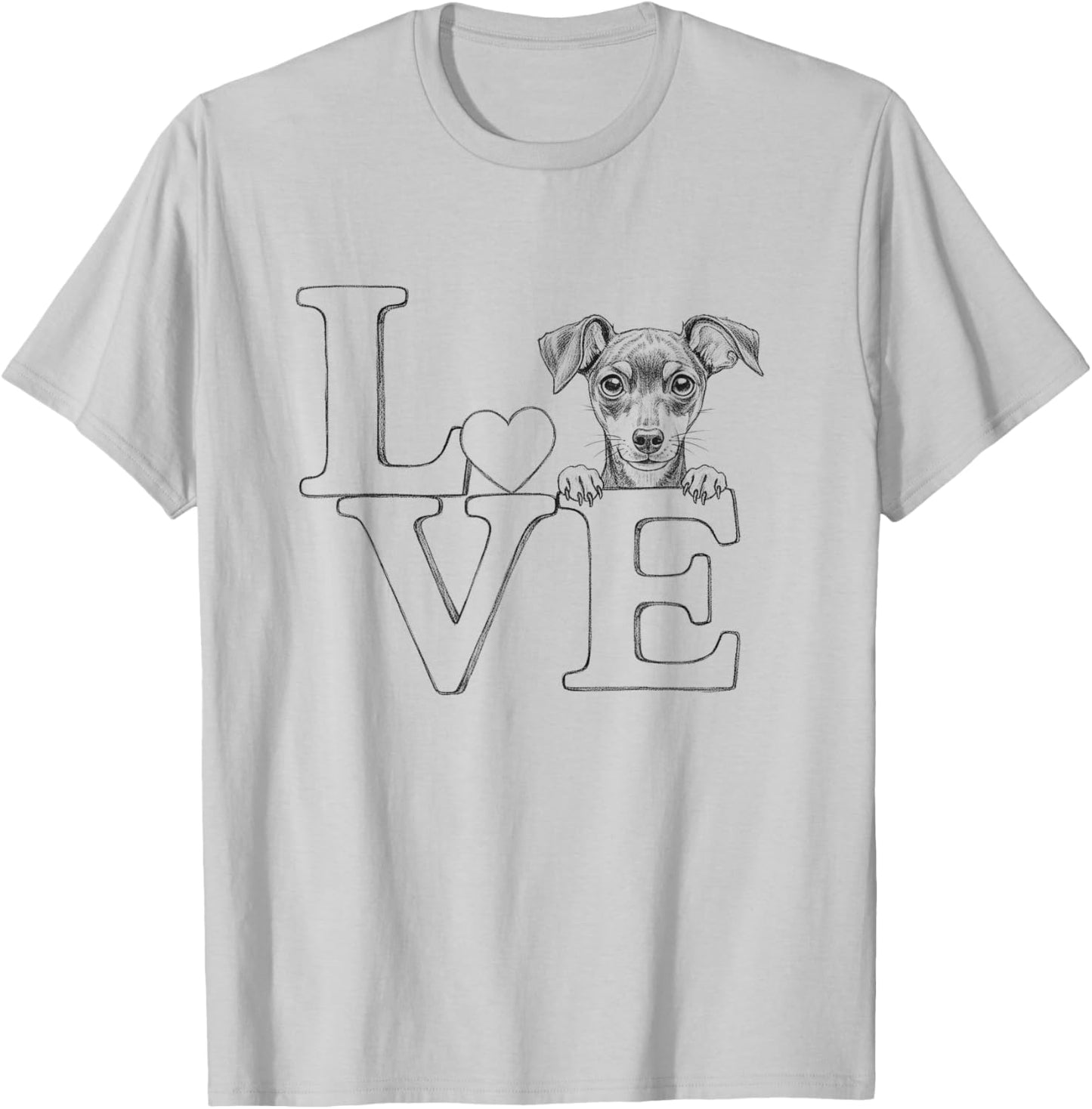 Miniature Pinscher Min Pin Love Art For Dog Owner T-Shirt - T-Shirt | Ash