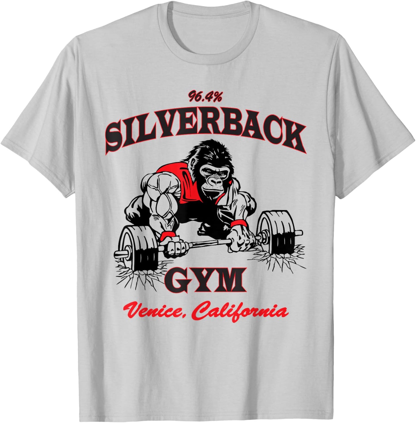 96.4% Silverback gym apparel, body building, gym Venice retr T-Shirt - T-Shirt | Ash