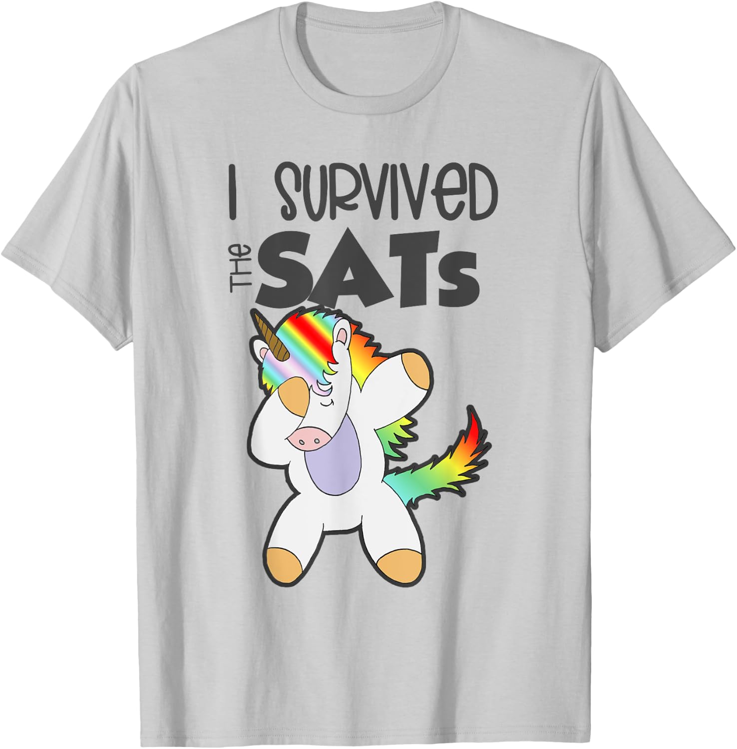 I Survived the SATs Dabbing Unicorn Test Day Exam Education T-Shirt - T-Shirt | Ash