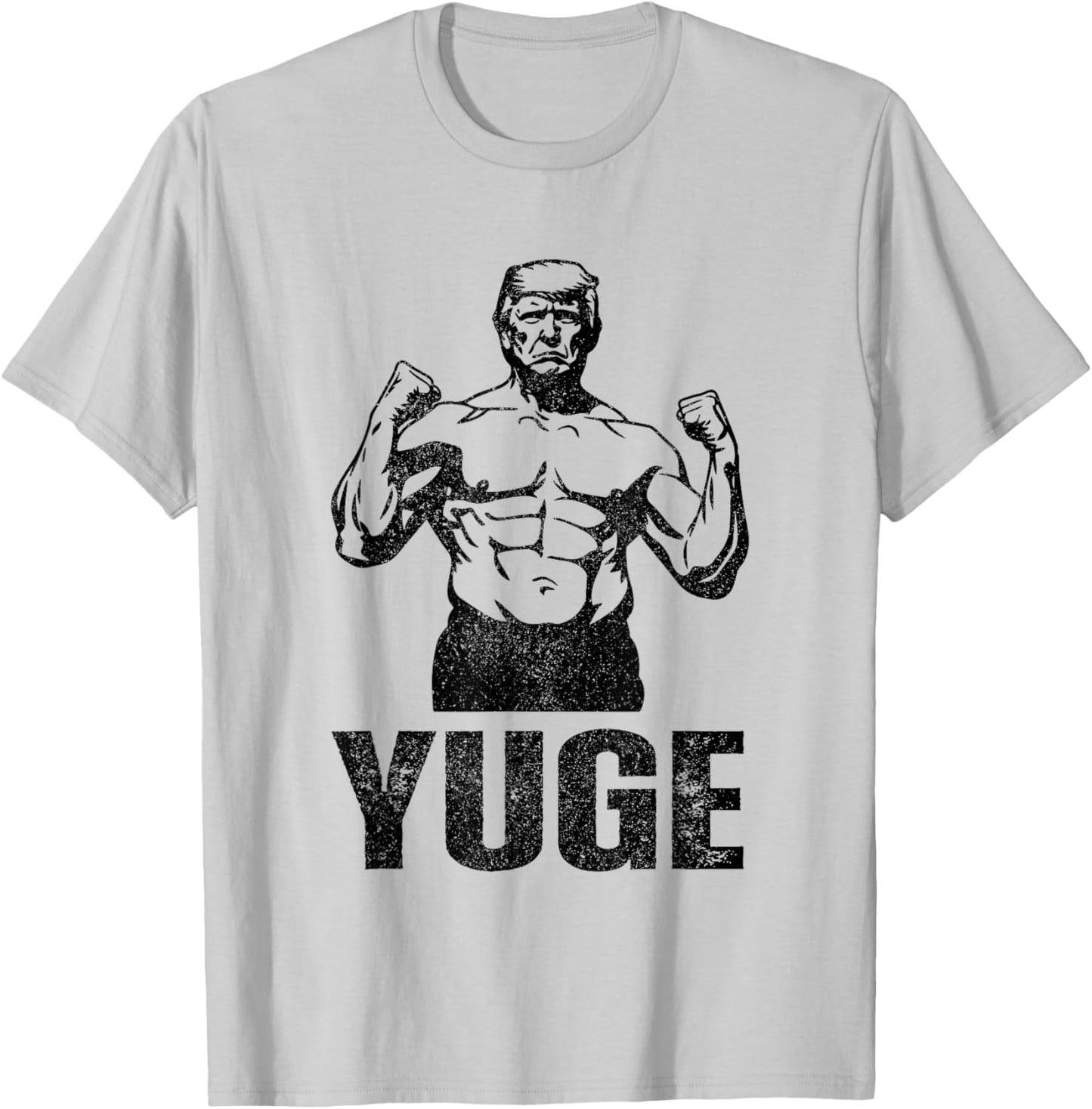 Muscle Trump 2024 Yuge Muscular Flex Trump Funny Patriotic Vintage Workout Gym T-Shirt - T-Shirt | Ash
