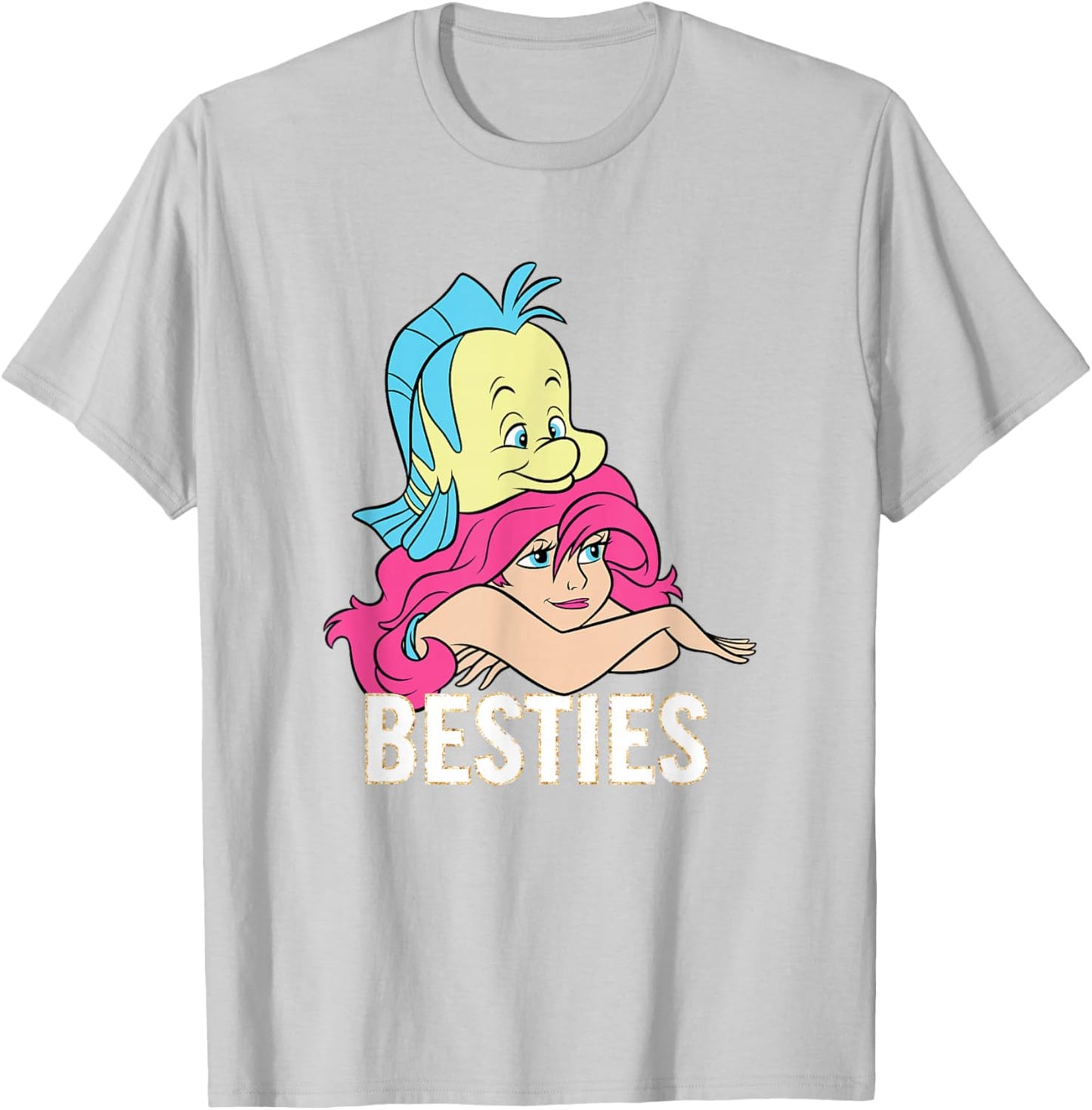Disney The Little Mermaid Ariel And Flounder Besties Retro T-Shirt - T-Shirt | Ash