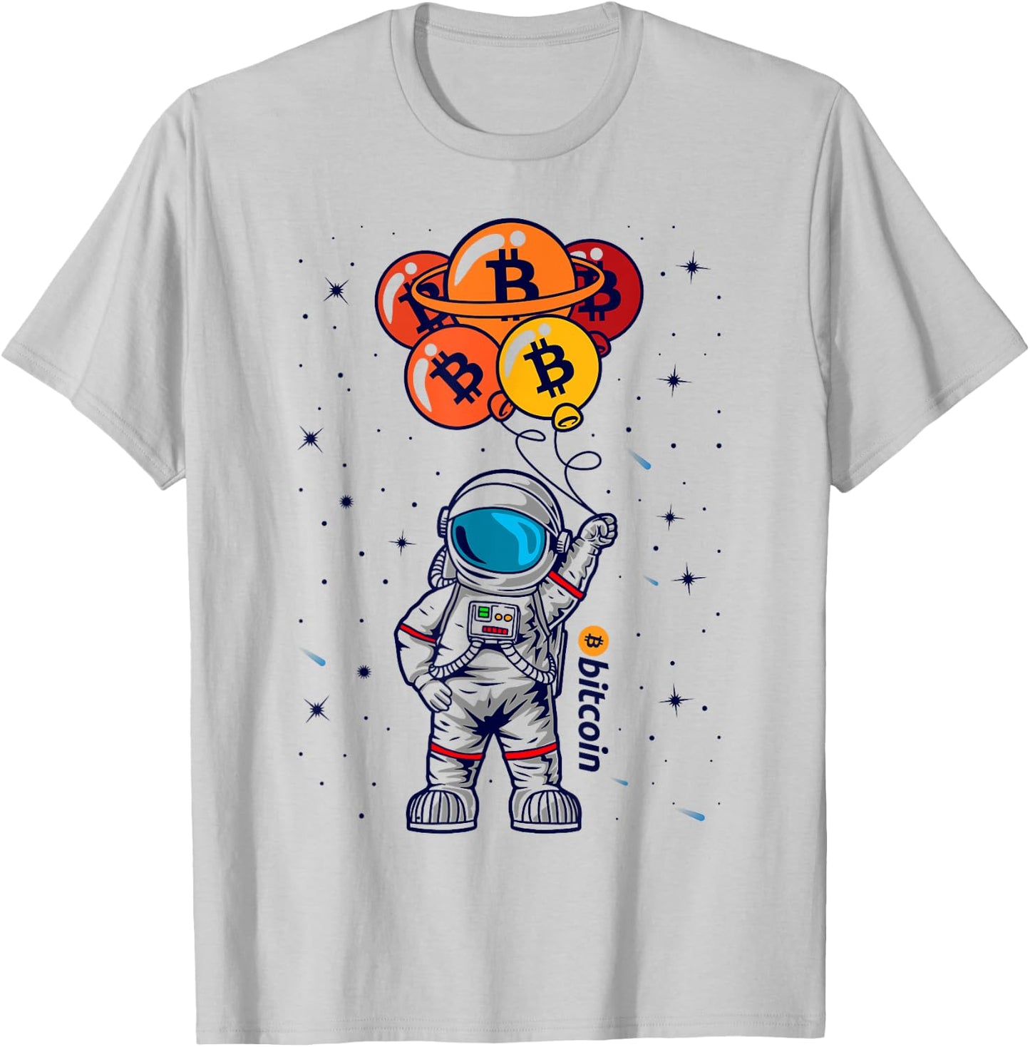 Bitcoin To The Moon Astronaut BTC Crypto Currency Blockchain T-Shirt - T-Shirt | Ash