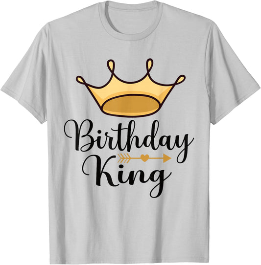 Birthday King Funny Boys Matching Boys Girls Kids 2024 T-Shirt - T-Shirt | Ash
