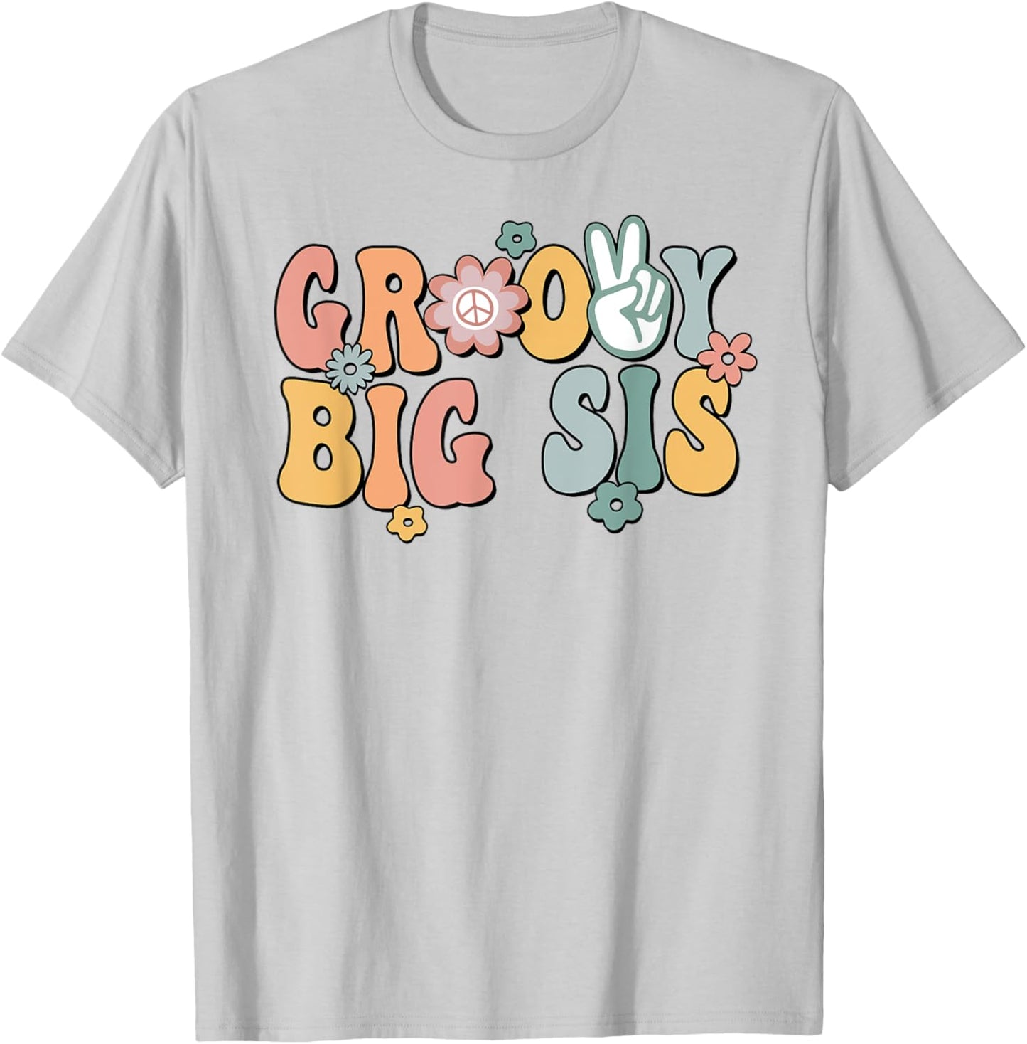 Groovy Big sis Retro Sister Matching Family 1st Birthday T-Shirt - T-Shirt | Ash