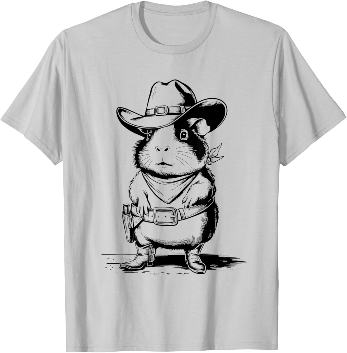 Funny Guinea Pig Cowboy Western Country Guinea Pig T-Shirt - T-Shirt | Ash
