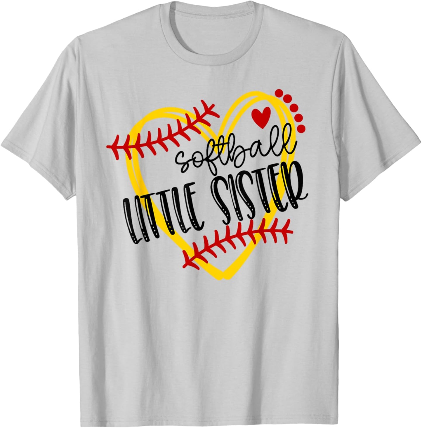 Personalized Softball Heart Cute Little Sister Women T-Shirt - T-Shirt | Ash