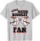 Toddler Little Sister Biggest Fan Cute Baseball Baby Girl T-Shirt - T-Shirt | Ash