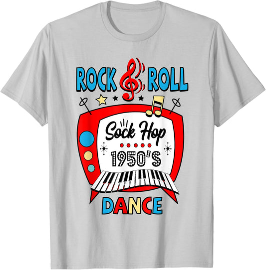 50s Rockabilly Vintage 1950s Clothing Men Sock Hop T-Shirt - T-Shirt | Ash