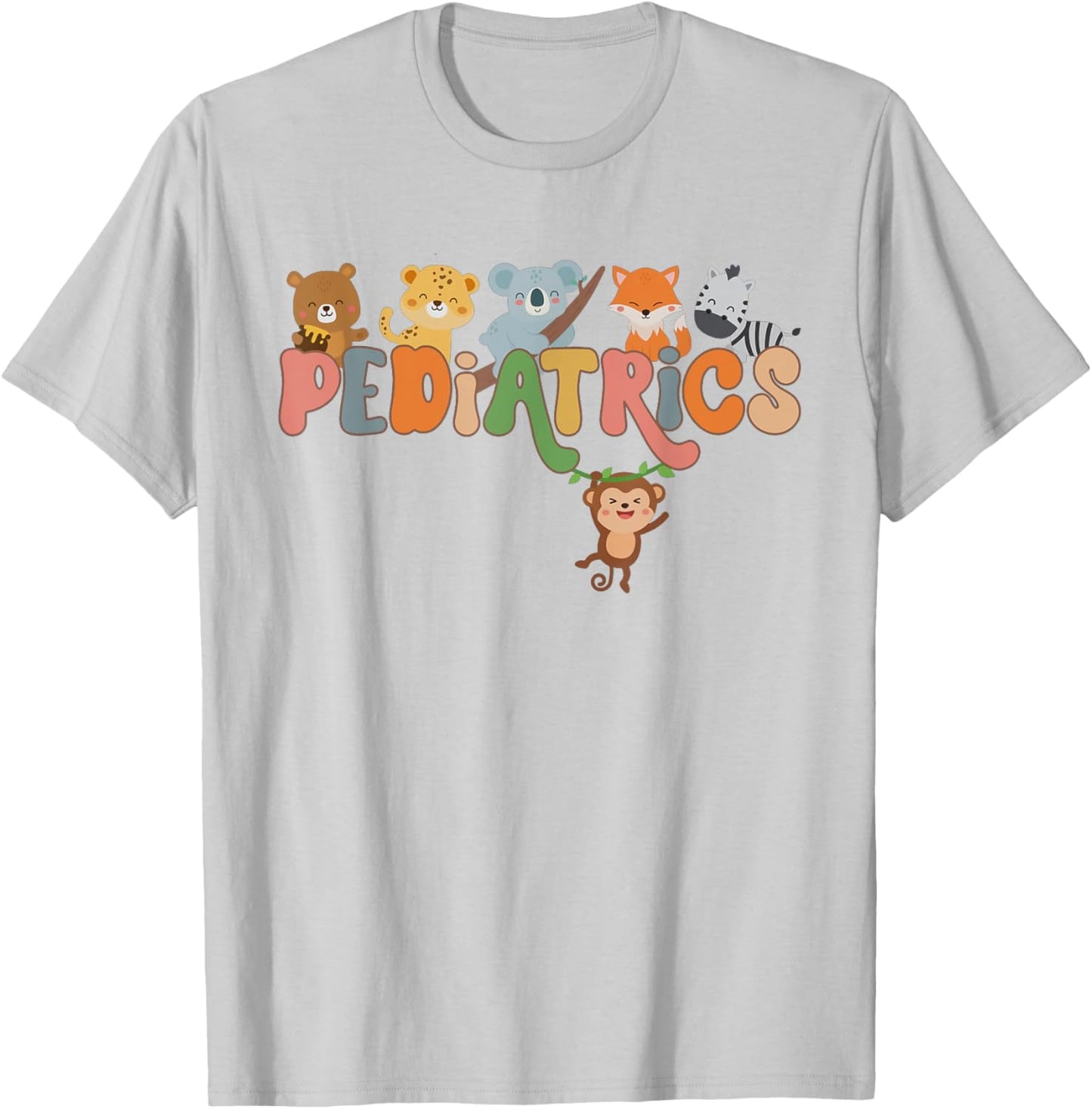 Pediatric Nurse Animals Peds Nurse Crew School Nurse Week T-Shirt - T-Shirt | Ash