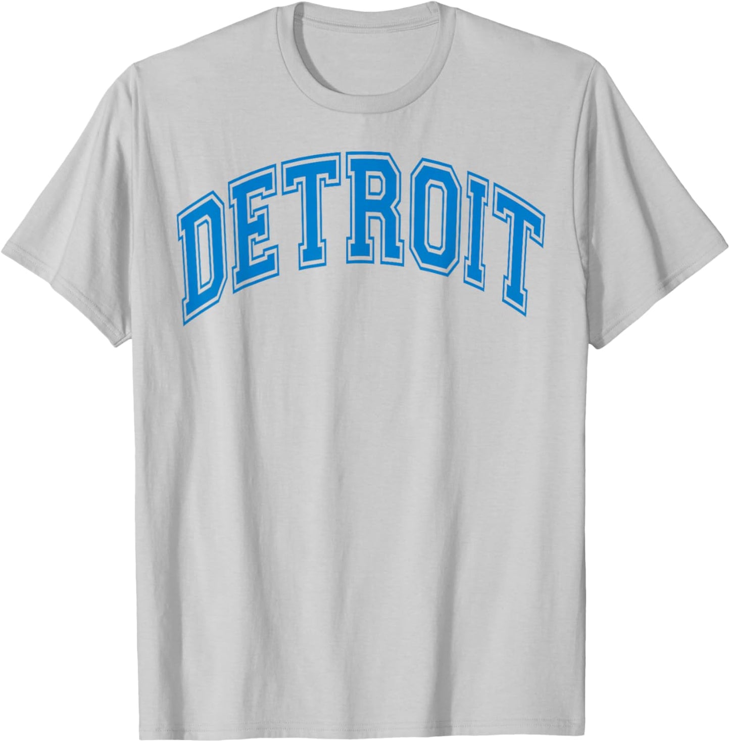 Detroit Blue Retro Vintage Distressed Arched Text T-Shirt - T-Shirt | Ash