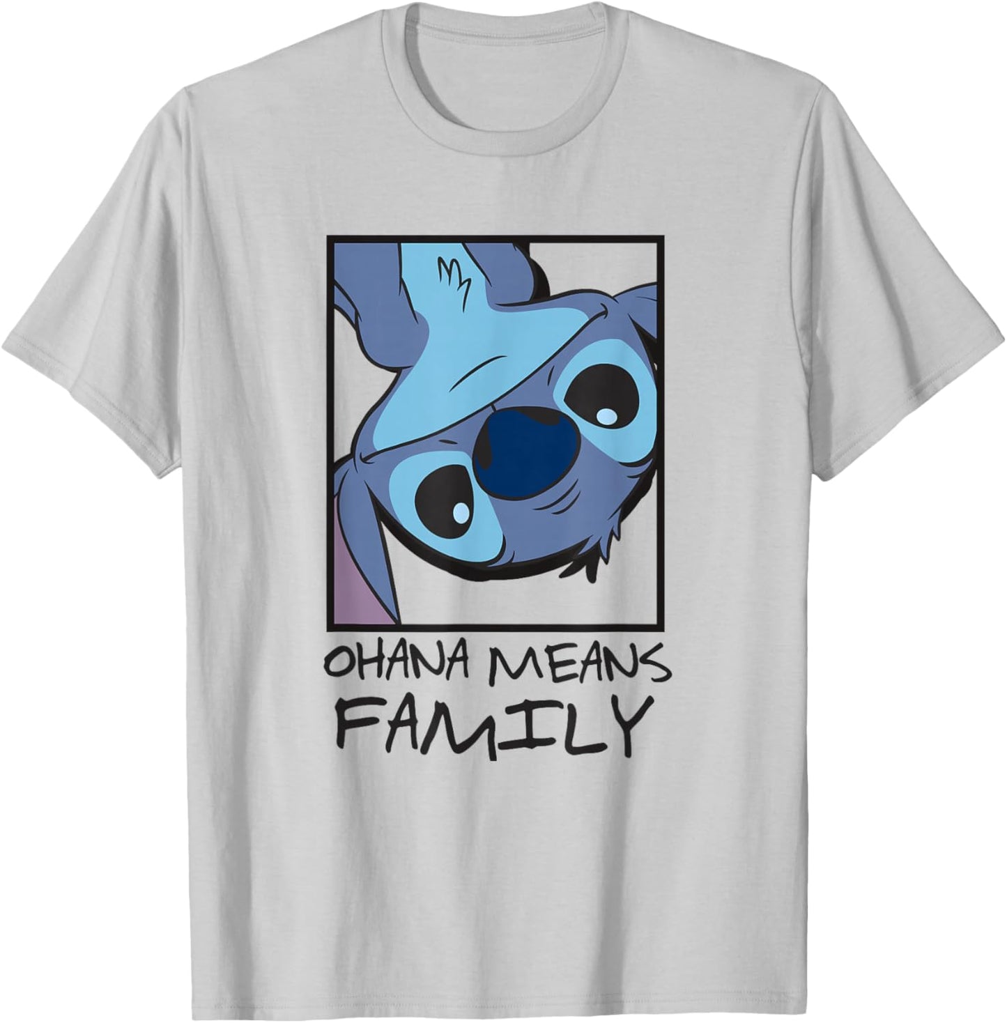 Disney Lilo & Stitch Ohana Means Family Stitch Panel Box T-Shirt - T-Shirt | Ash