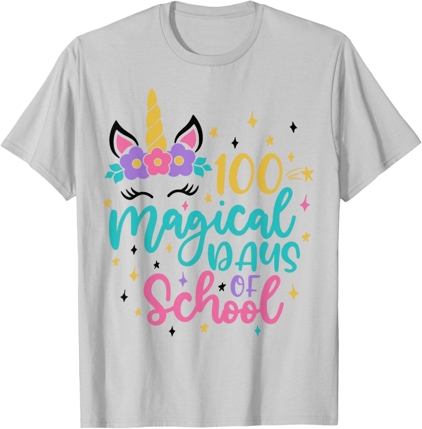 100th Day of School Unicorn 100 Magical Days Teacher Girls T-Shirt - T-Shirt | Ash