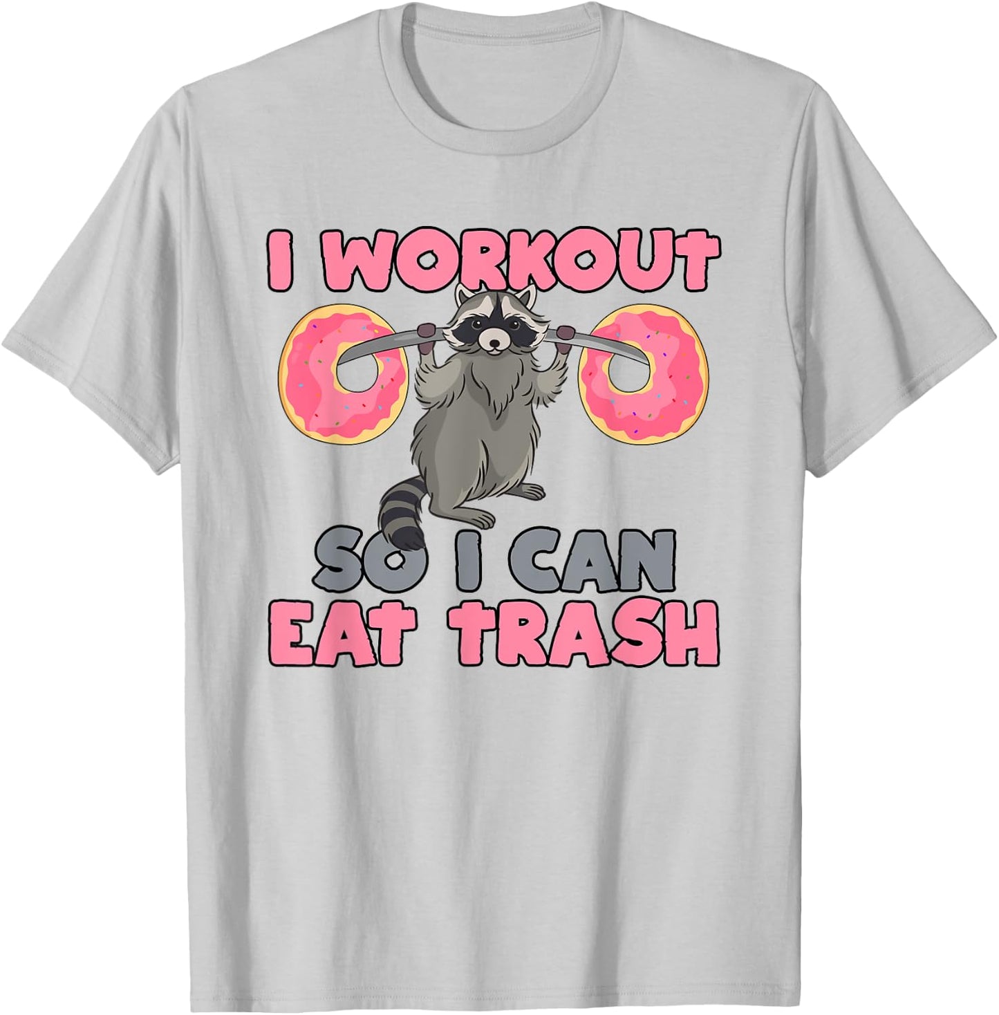 Trash Eating Racoon T Shirt Funny Gym Swole Rat Weightlifter T-Shirt - T-Shirt | Ash