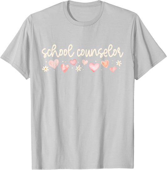 School Counselor Valentines Day Counseling Therapy Hearts T-Shirt - T-Shirt | Ash