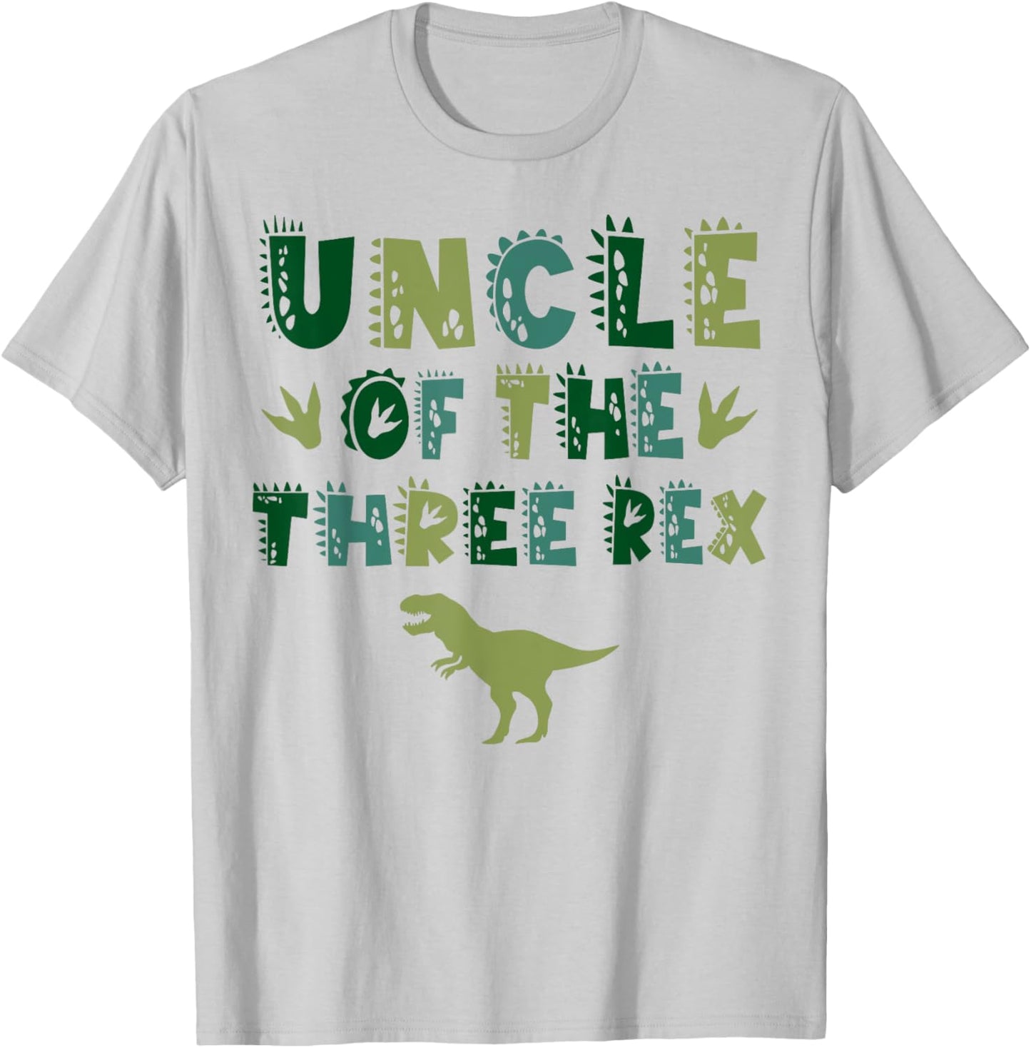 Uncle Of The Three Rex Birthday Shirts Dinosaur Family T-Shirt - T-Shirt | Ash