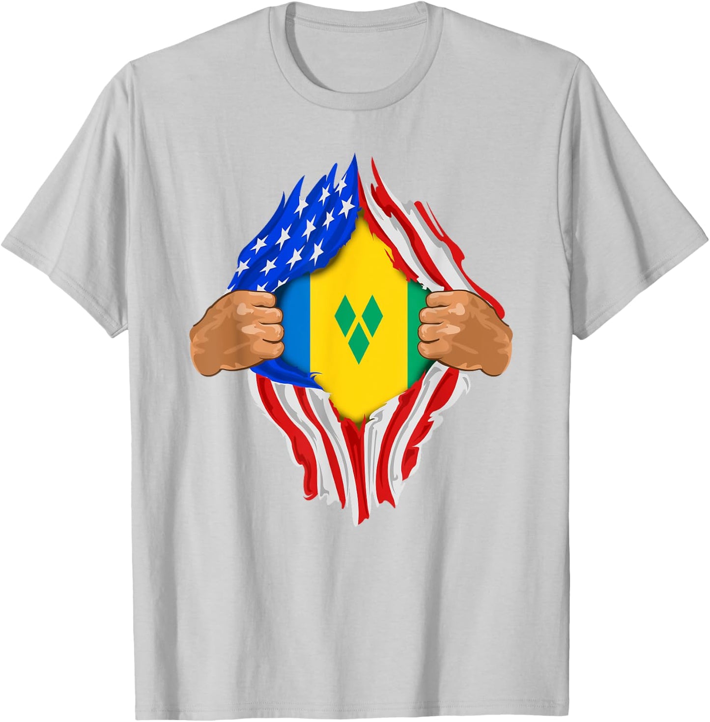 Saint Vincent and the Grenadines Blood Inside Me | Flag Gift T-Shirt - T-Shirt | Ash