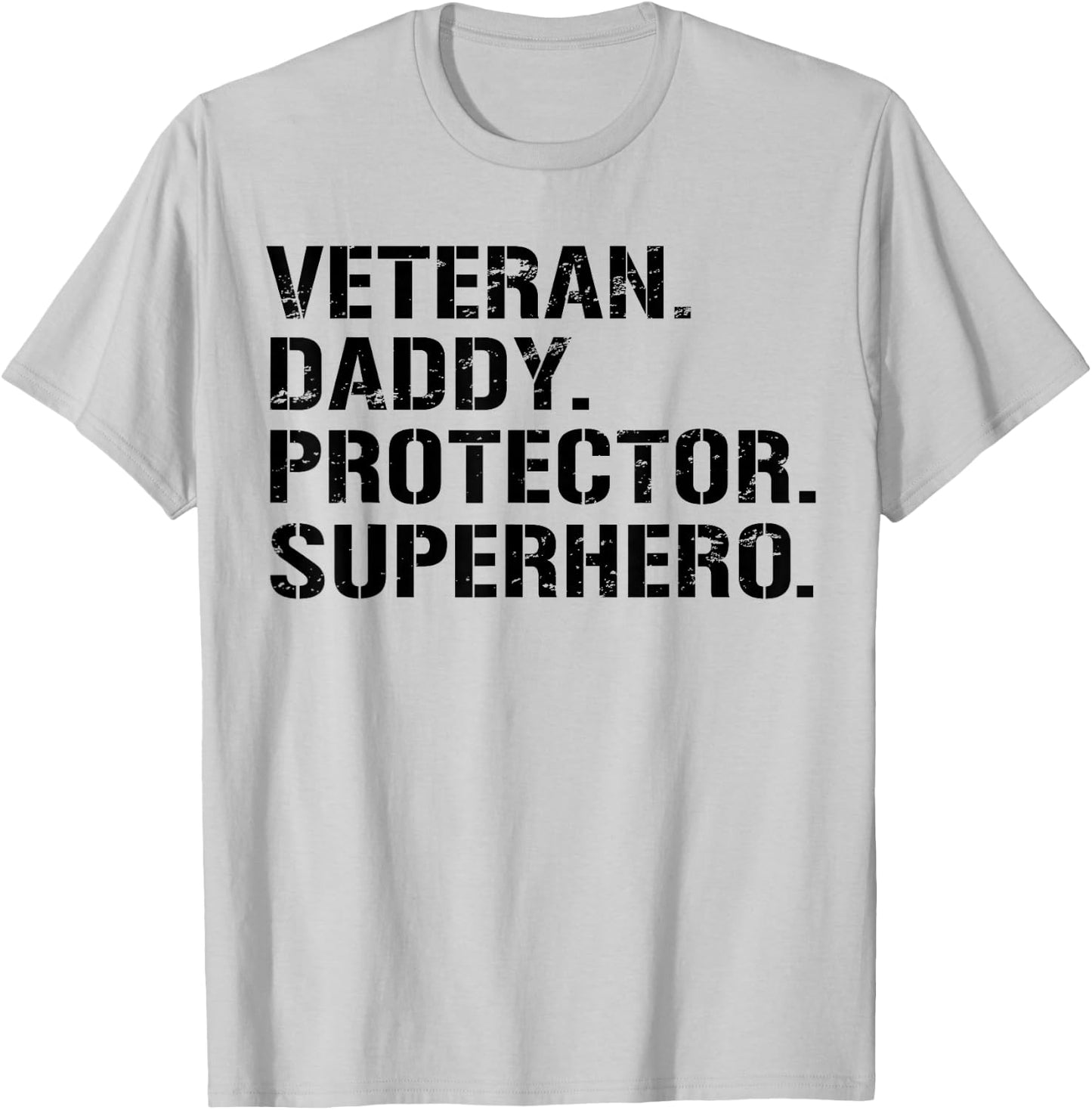 Fathers Day Gift Veteran Daddy Protector Superhero T-Shirt - T-Shirt | Ash