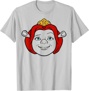 Shrek Fiona Big Face Outline T-Shirt - T-Shirt | Ash