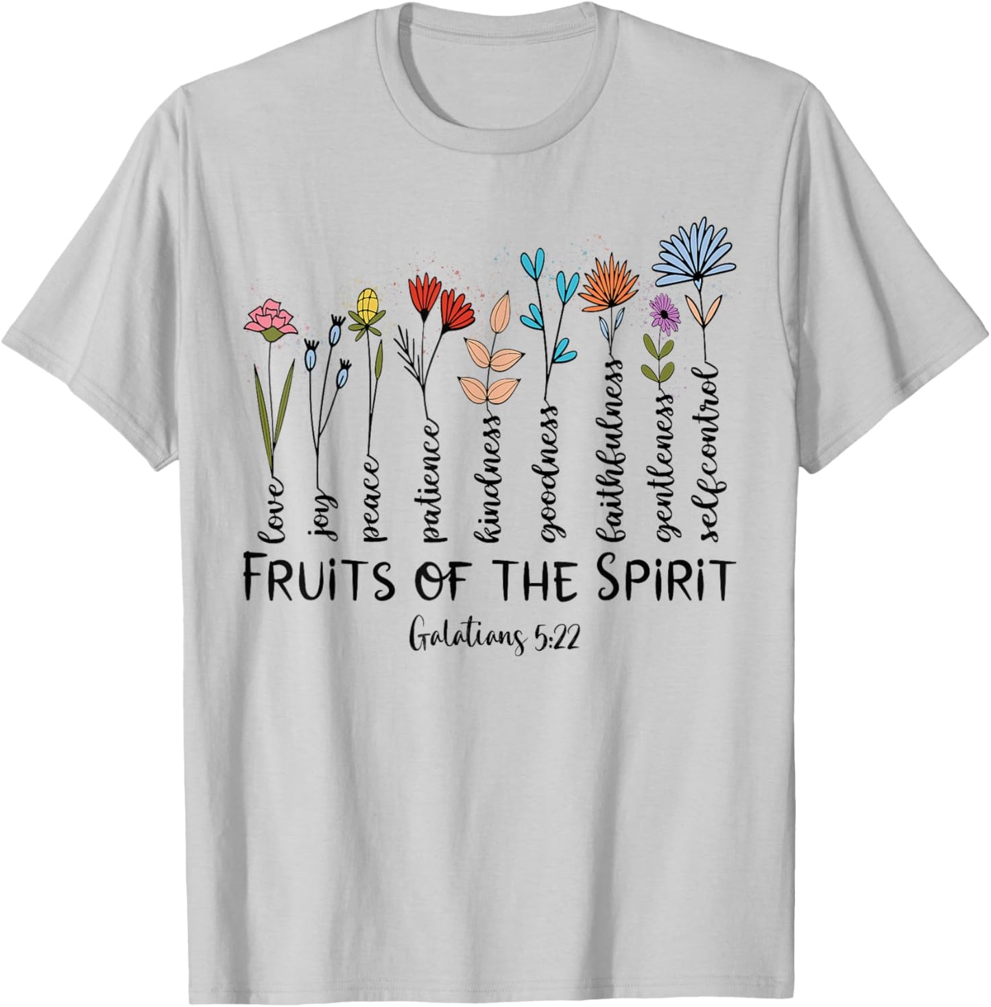 Faith Cross Christ Religious Inspirational Apparel Fruit of The Spirit Christian Faithful Bible Verse Jesus - Grey, Small, Women's Classic Fit, Short Sleeve T-Shirt - T-Shirt | Ash