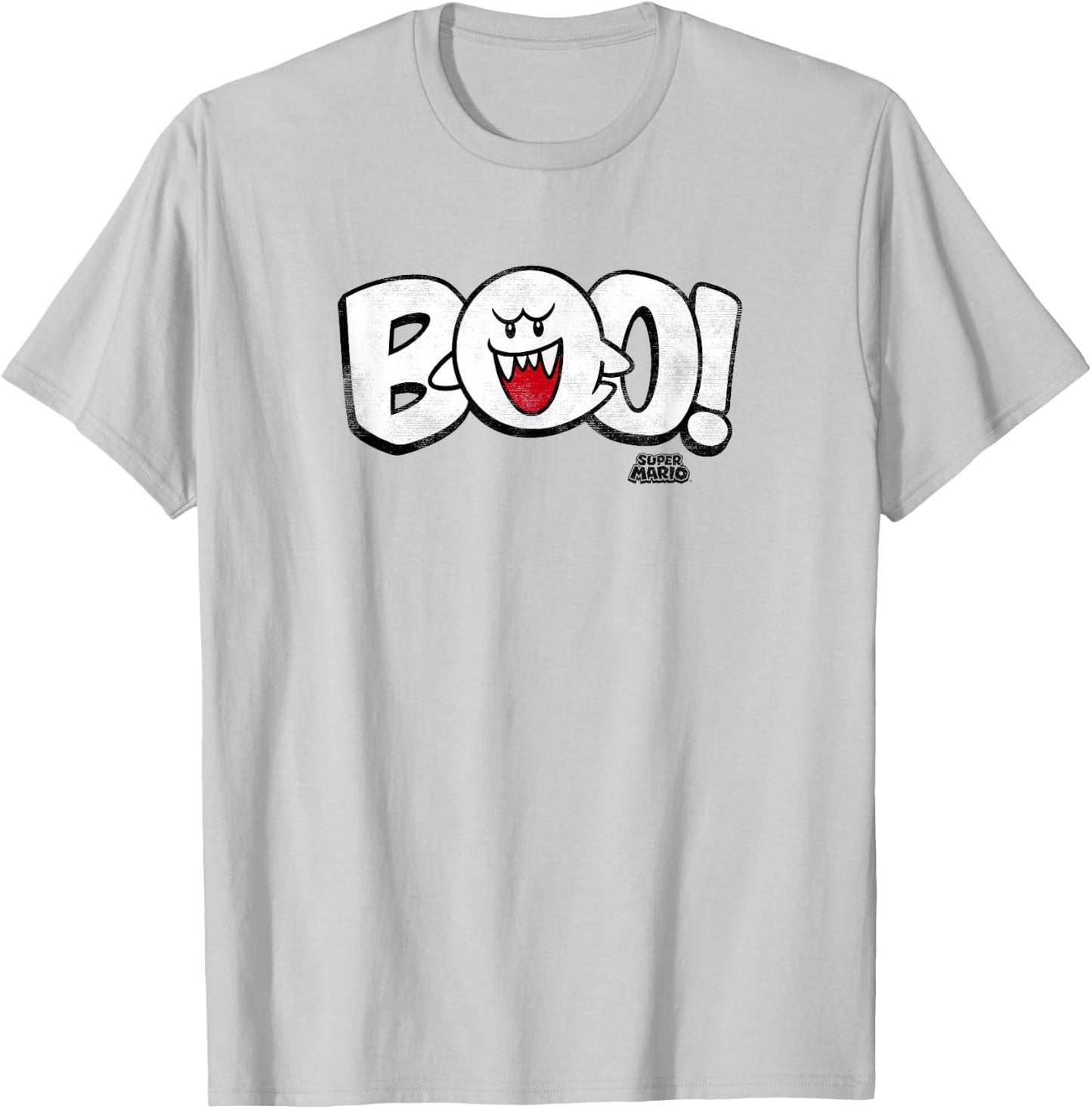 Super Mario Bros Halloween Boo Spooky Vintage Nintendo Logo T-Shirt - T-Shirt | Ash