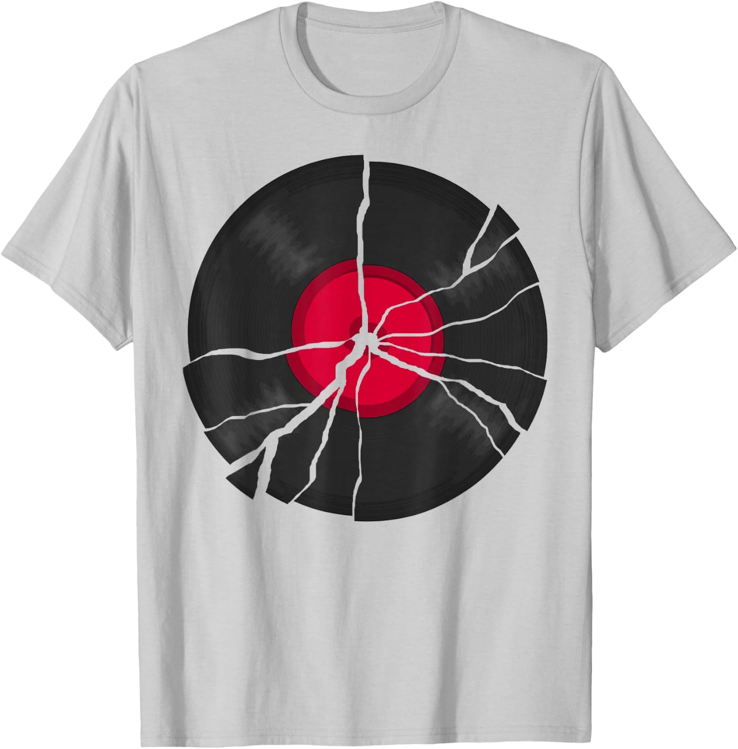 Broken Retro Vinyl Lp Music Record T-Shirt - T-Shirt | Ash