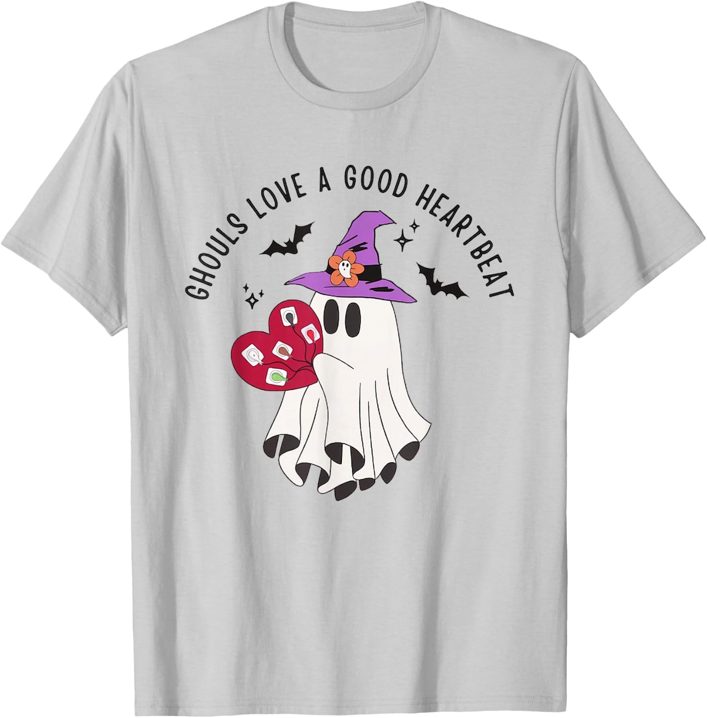 Cardiologist Halloween Cardiology Nurse Telemetry Nurse Ekg T-Shirt - T-Shirt | Ash