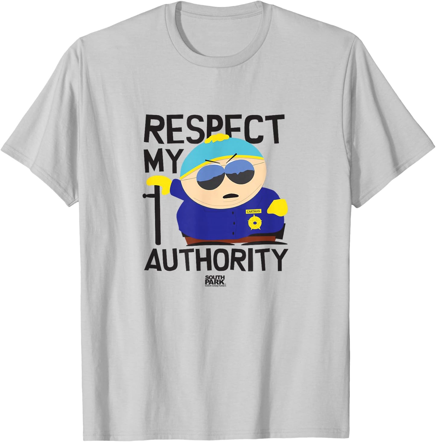 South Park Cartman Respect My Authority T-Shirt - T-Shirt | Ash