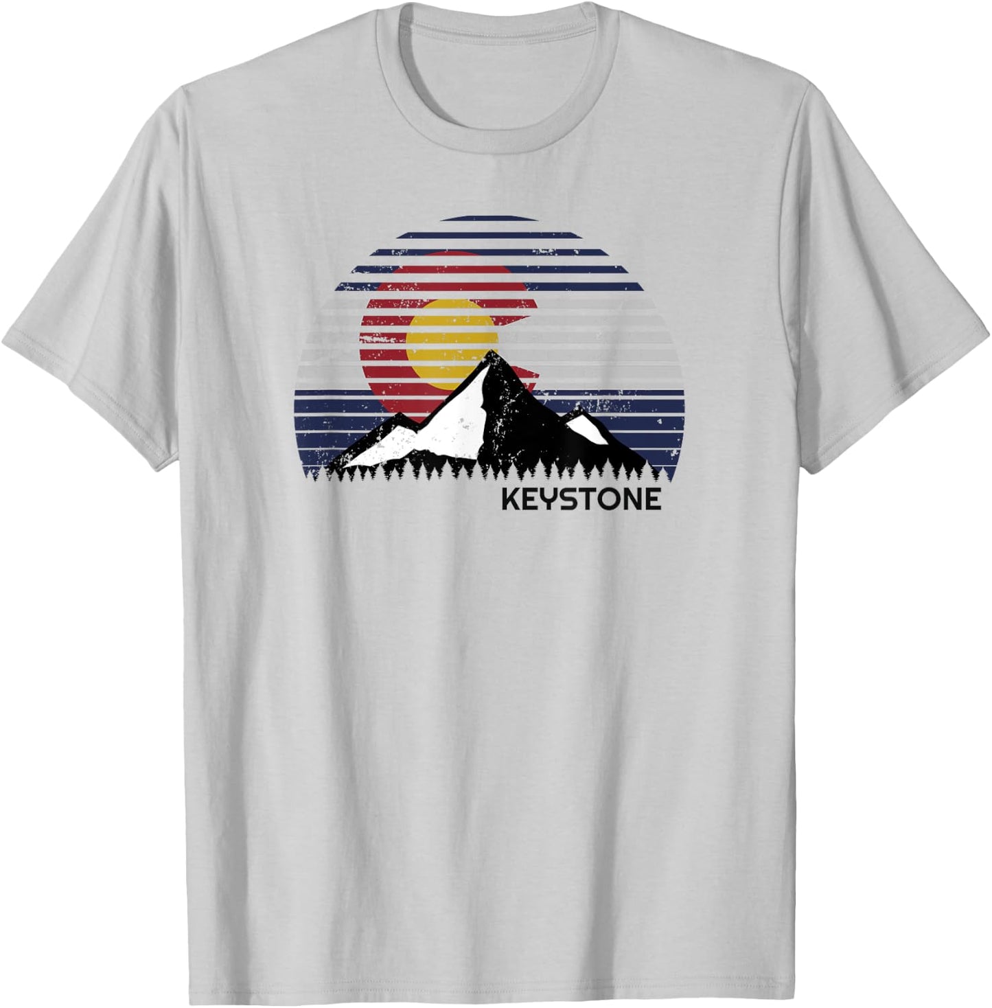 Keystone, Colorado x CO Flag Mountain Top T-Shirt - T-Shirt | Ash