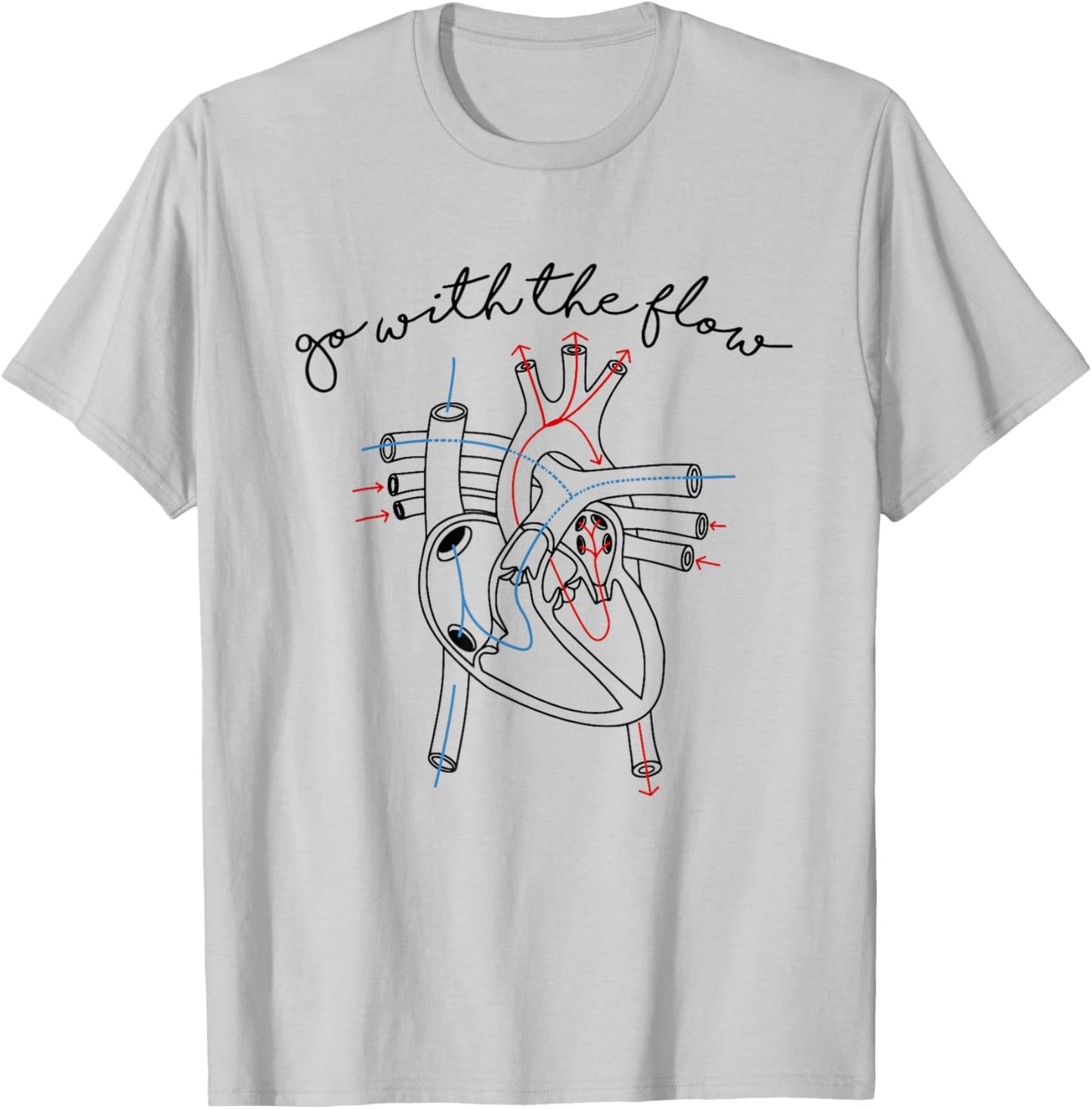 CVICU Cardiac Nurse Anatomy Cardiology Human Heart Flow T-Shirt - T-Shirt | Ash