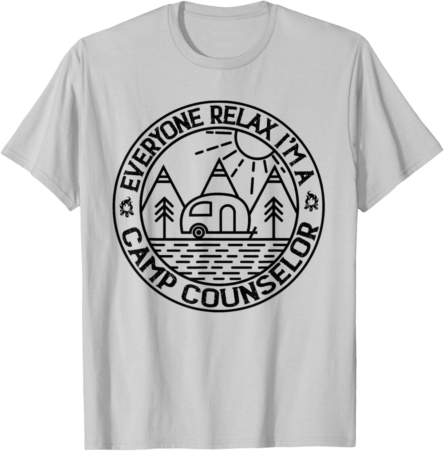 Everyone Relax I'm A Camp Counselor Retro Camp Counselor T-Shirt - T-Shirt | Ash