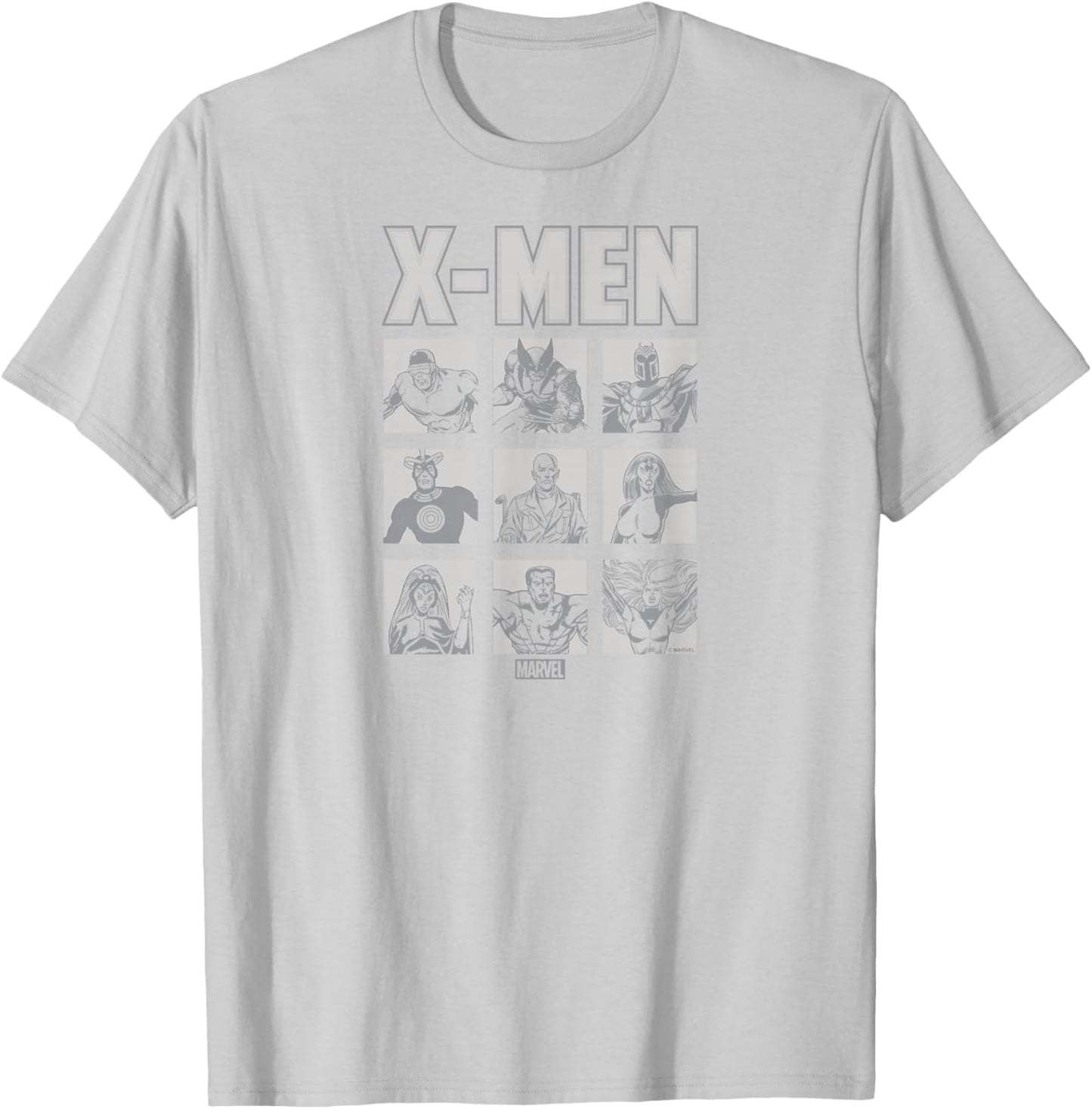X-Men - Light Monochrome Grid T-Shirt - T-Shirt | Ash