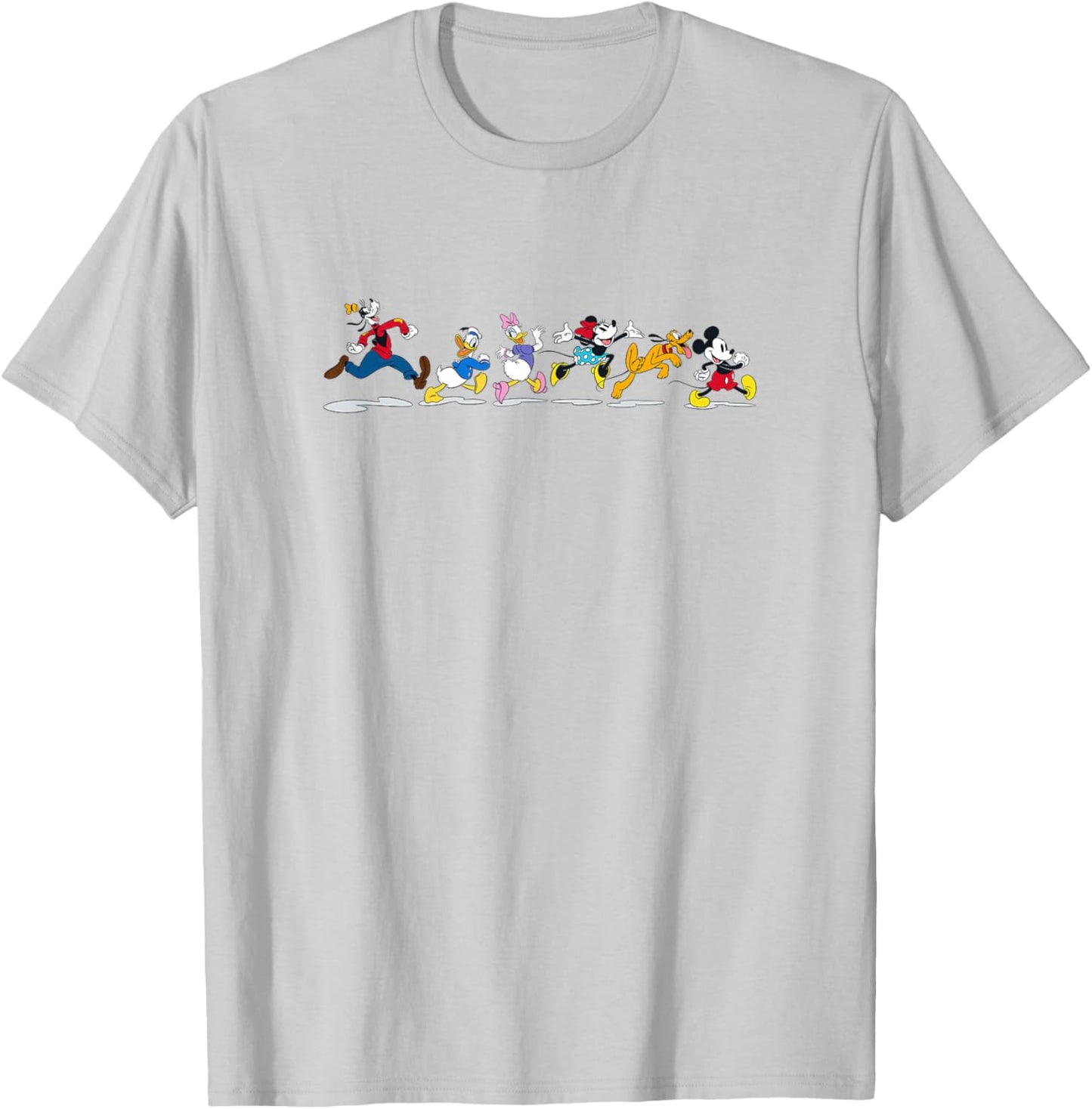 Disney Mickey And Friends Group Walk Line Up Banner Portrait T-Shirt - T-Shirt | Ash