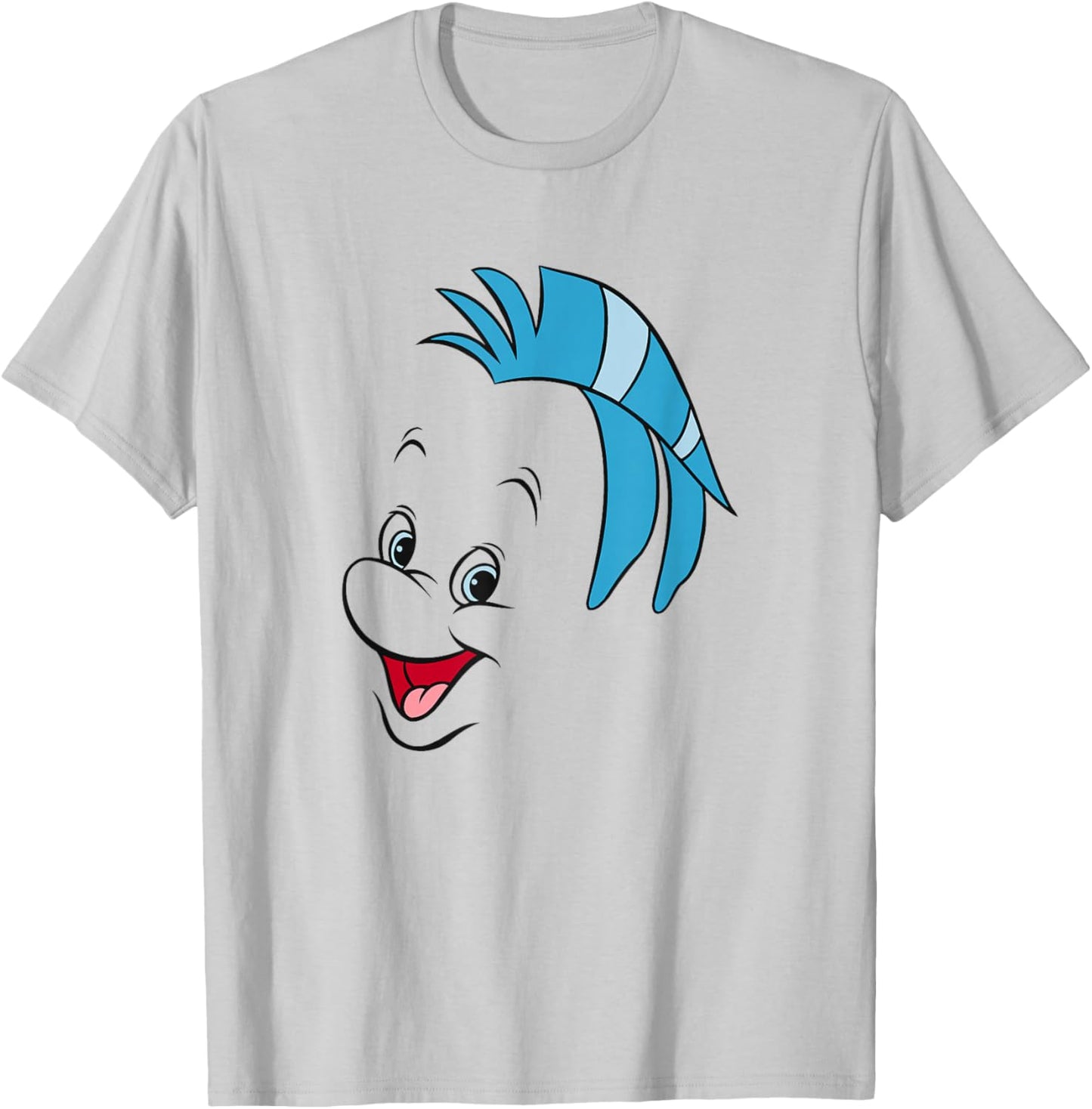 Disney The Little Mermaid Flounder Big Face T-Shirt - T-Shirt | Ash