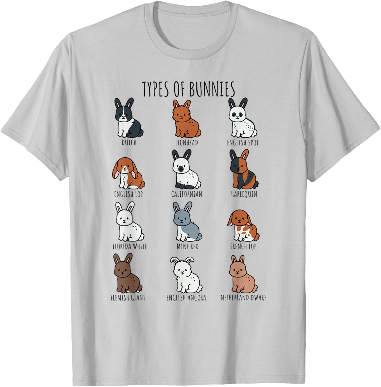 Cute Types of Bunnies Rabbits Breeds Flemish Giant Lionhead T-Shirt - T-Shirt | Ash