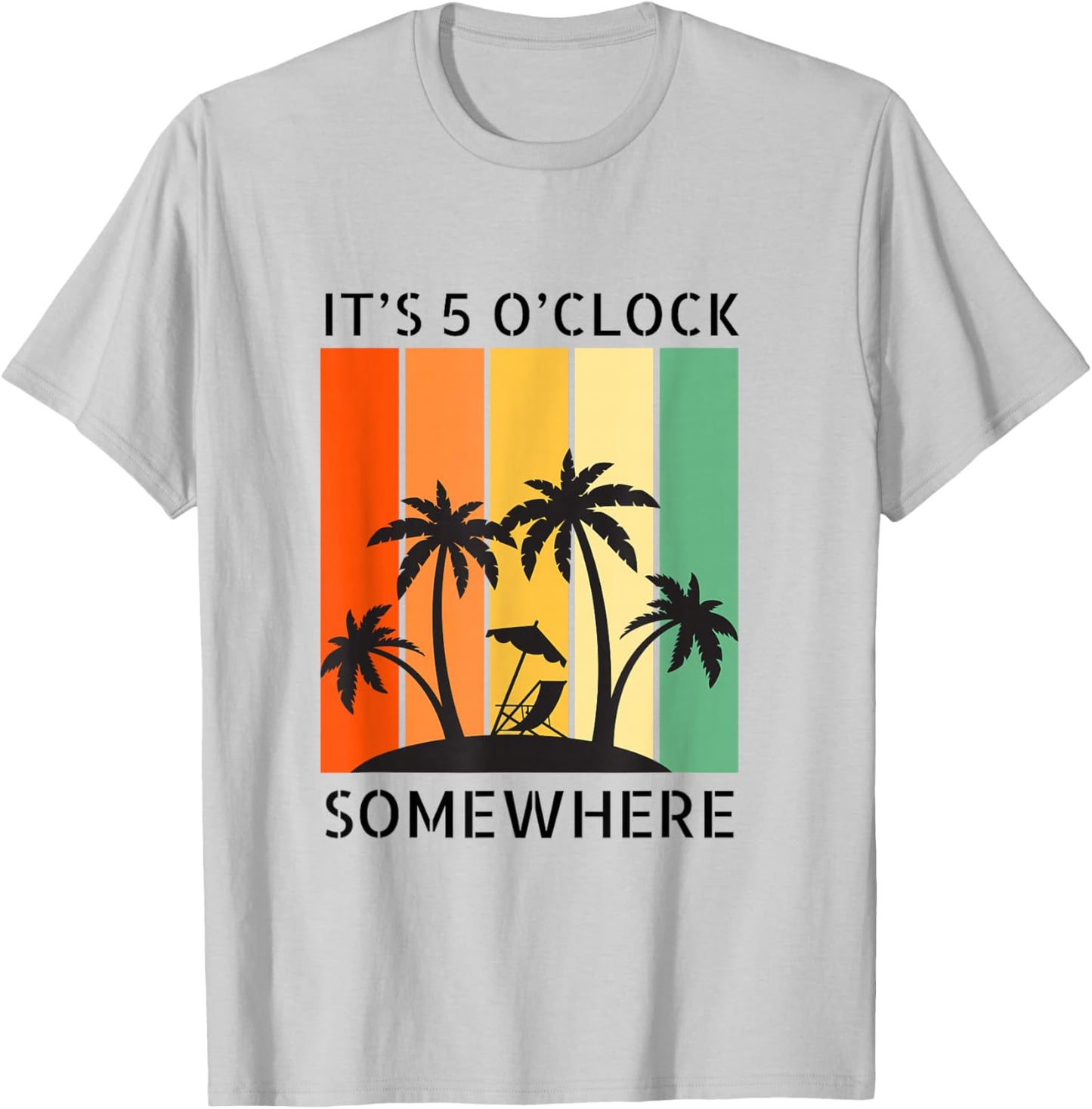 It's 5 O’clock Somewhere Retro Sunset funny Drinking T-Shirt - T-Shirt | Ash