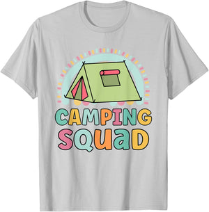 Camping Squad Funny Matching Girls Camping Trip Vacations T-Shirt - T-Shirt | Ash