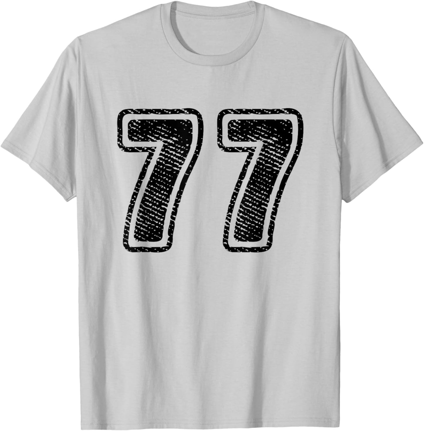 Number 77 On Front Big Bold 77 Team Group Player Matching T-Shirt - T-Shirt | Ash