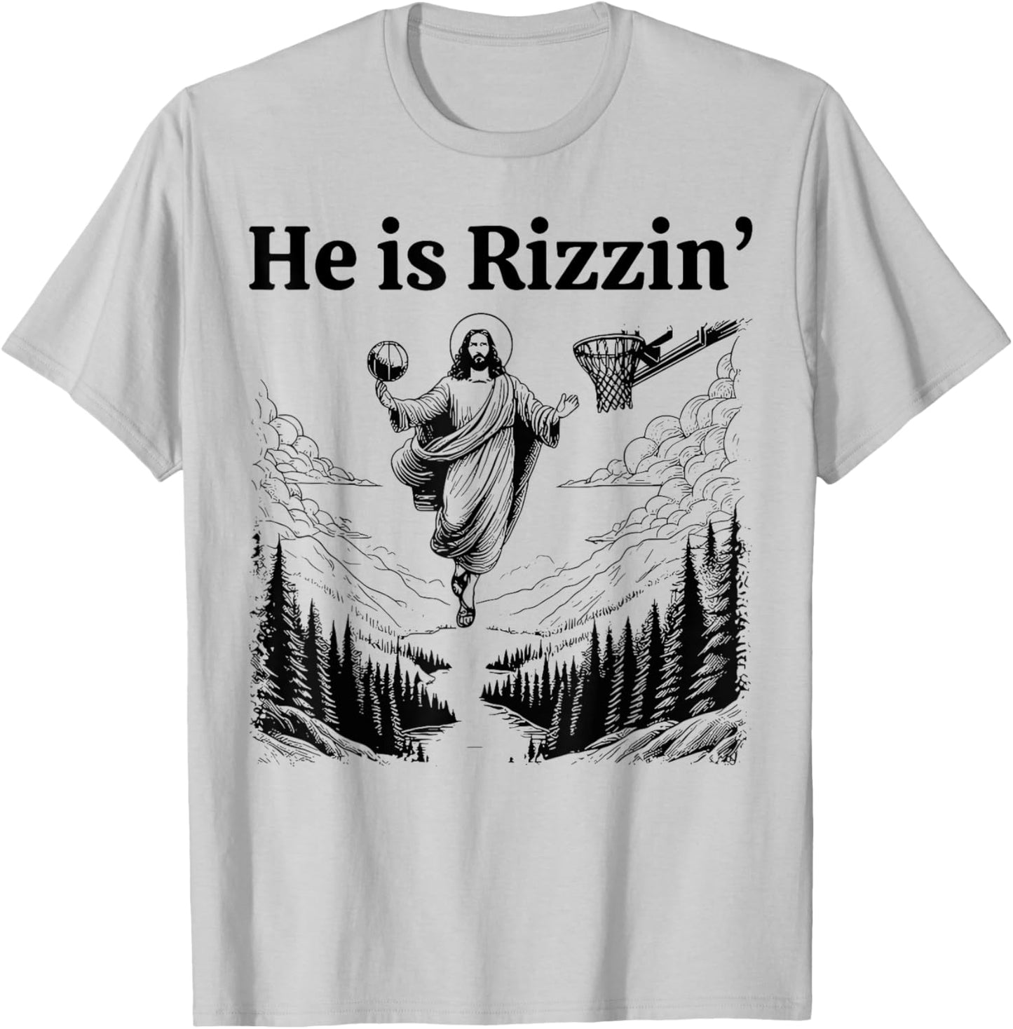 He Is Rizzin Funny Kids Easter Day Retro Christian Religious T-Shirt - T-Shirt | Ash