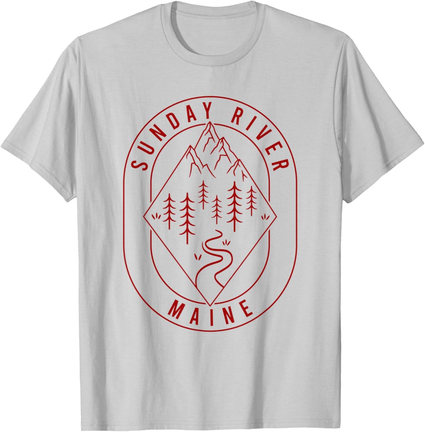 Sunday River Mountains Maine Hiking Outdoors Minimal T-Shirt - T-Shirt | Ash