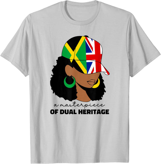 Half Britain And Jamaican British UK Jamaica Flag Girl Women T-Shirt - T-Shirt | Ash