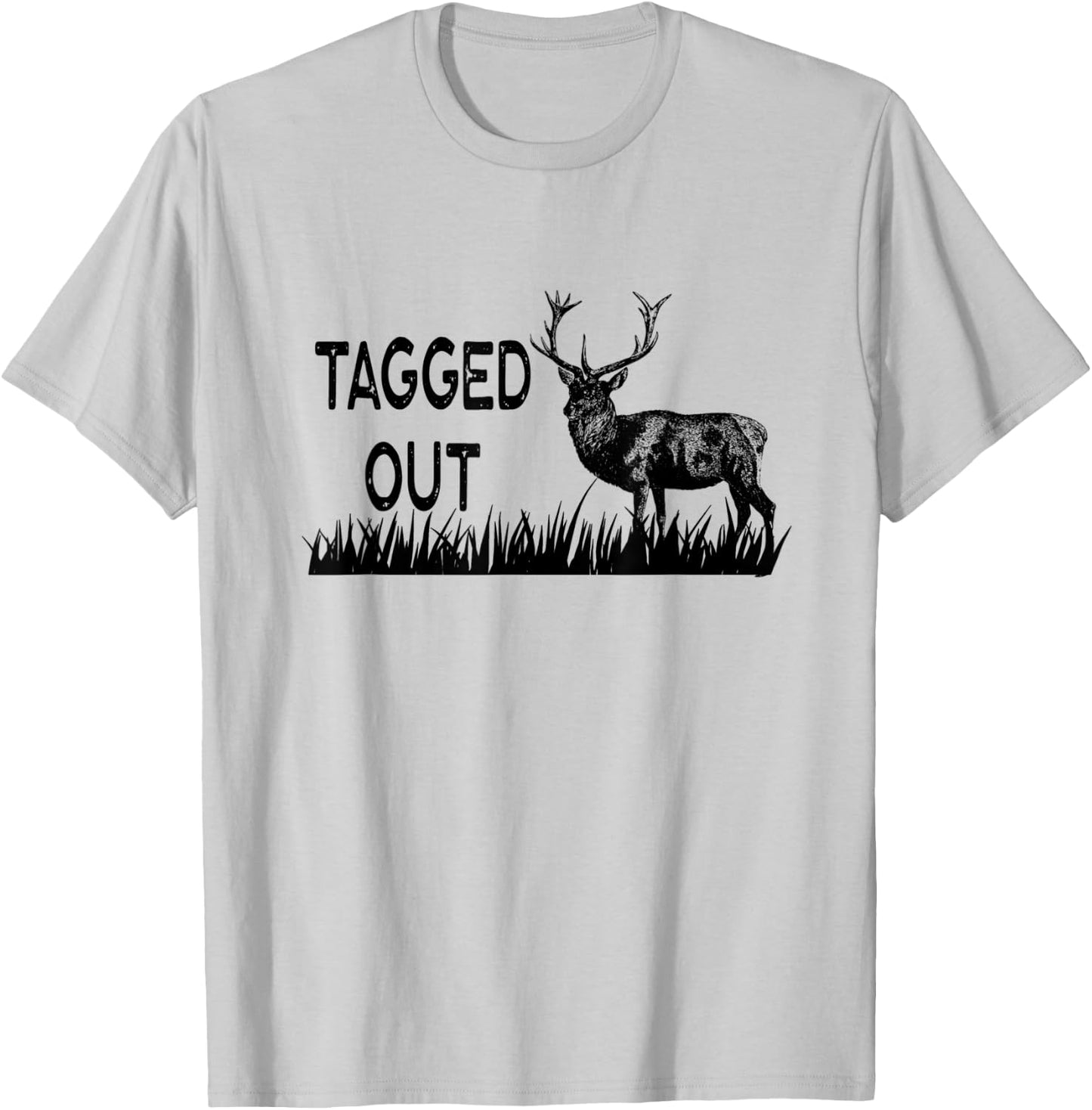 Tagged Out Vintage Graphic Hunter Hunt Elk Deer Antler Rack T-Shirt - T-Shirt | Ash