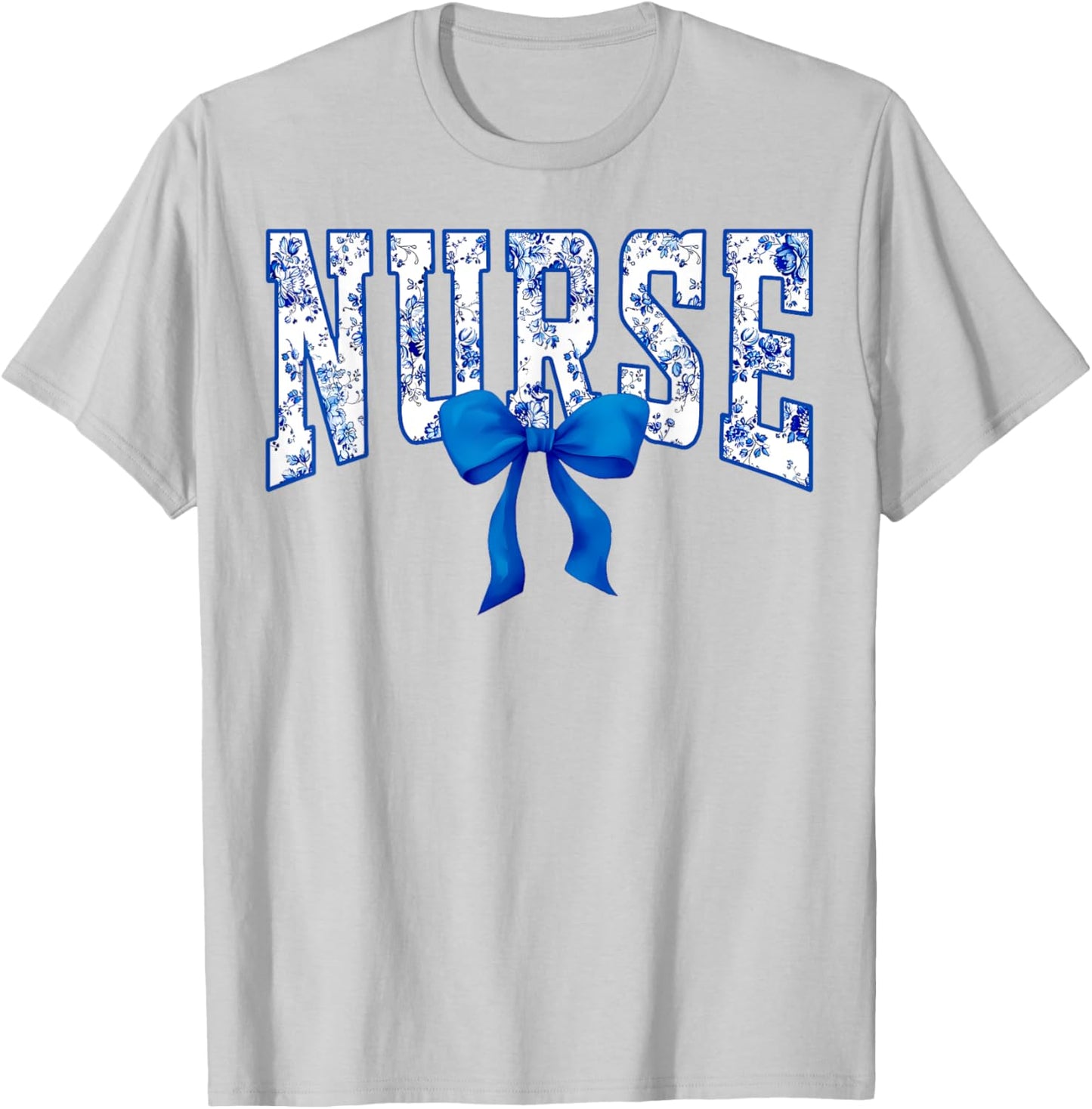 Toile De Jouy Nurse Coquette Bow Nurse Floral T-Shirt - T-Shirt | Ash