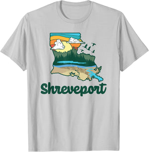 Retro Shreveport Louisiana Nature & Outside Lover Graphic T-Shirt - T-Shirt | Ash