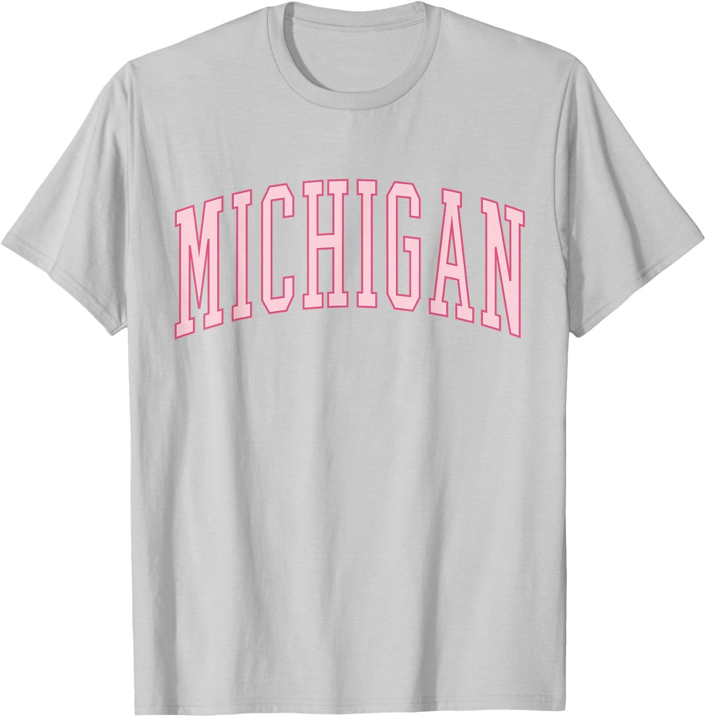 Preppy Varsity Pink Michigan T-Shirt - T-Shirt | Ash
