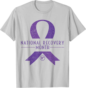 National Recovery month Warrior Addiction Recovery Awareness T-Shirt - T-Shirt | Ash