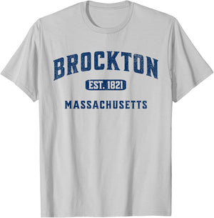 Vintage Athletic MA Souvenir Visit Brockton Massachusetts T-Shirt - T-Shirt | Ash