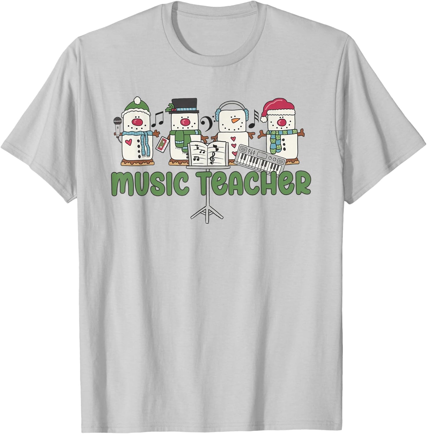 Music Teacher Christmas Holiday Wnter Music Instructor T-Shirt - T-Shirt | Ash