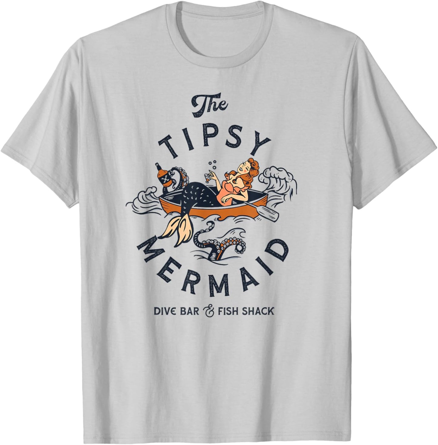 Tipsy Mermaid Dive Bar : Cute Retro Pinup Shirt T-Shirt - T-Shirt | Ash