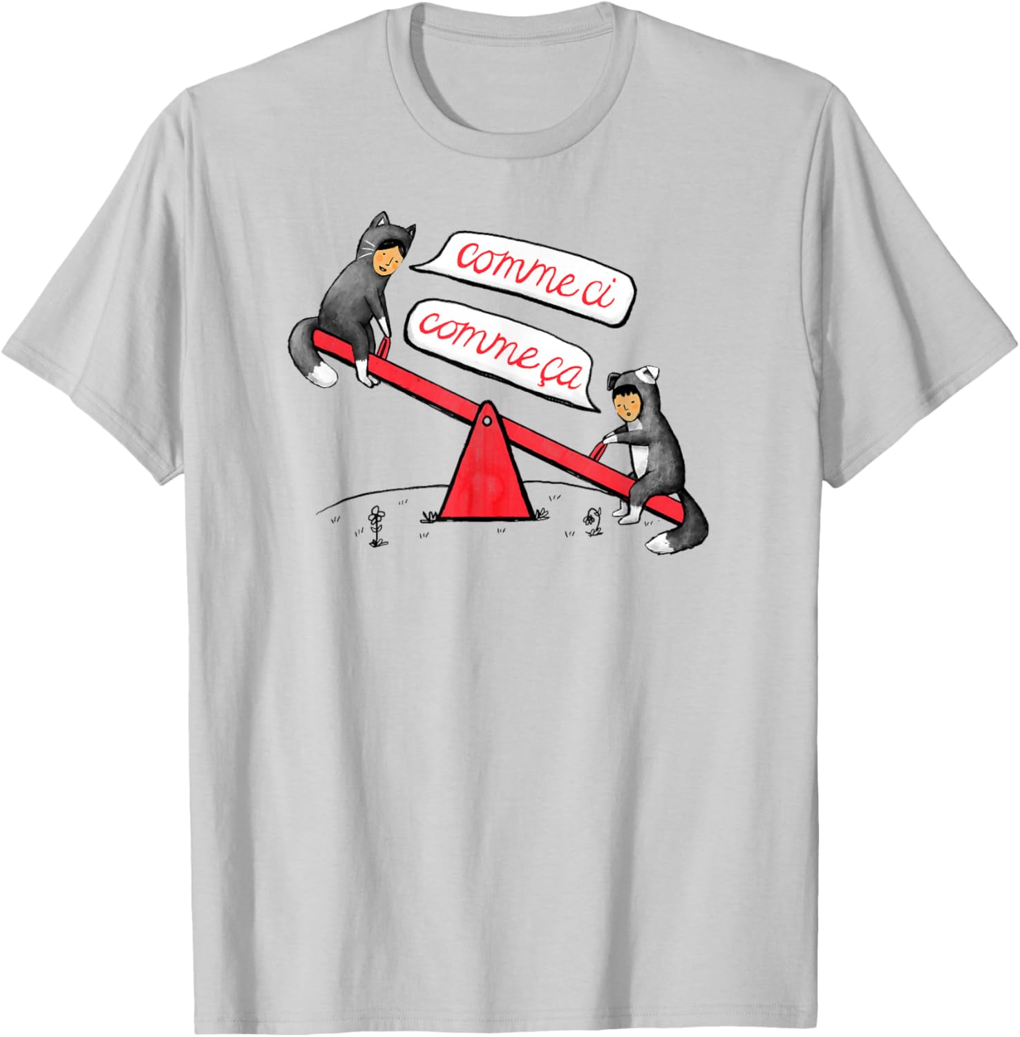 Threadless Midnightcoffee Seesaw Life Graphic T-Shirt - T-Shirt | Ash