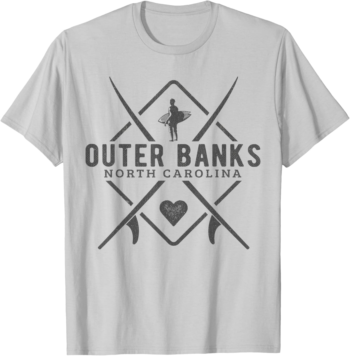 Outer Banks North Carolina Surfing Souvenir Outer Banks T-Shirt - T-Shirt | Ash